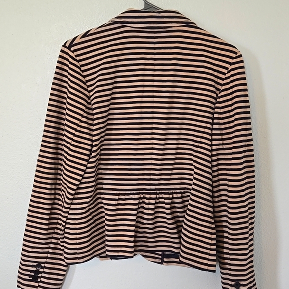 Talbots Navy Striped Knit Blazer Size Large - Picture 2 of 9